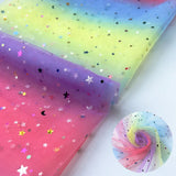 150x90cm Rainbow Organza Tulle Fabric Glittering for Sewing Background Decoration