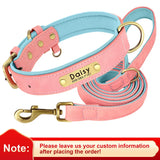 Personalized Dog Collar PU Leather leash option for Small to Large Dogs