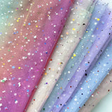 150x90cm Rainbow Organza Tulle Fabric Glittering for Sewing Background Decoration