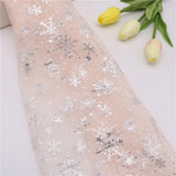 150cm Width 1meter/lot  Snowflake Printed Gauze Polyester Mesh Tulle Fabric Fabric for Wedding Party Decoration