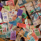 100 Pcs Vintage Phrase Quote Number Stickers Junk Journal Ephemera Label Ticket Coffee Aesthetic Stickers Scrapbooking Material