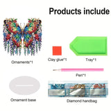 5D DIY Diamond Painting Special Shape Drill Desk Ornament "Butterfly Flower"