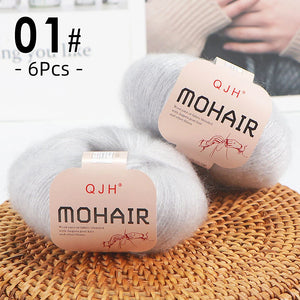 6pcs Mohair Baby Wool Crochet Yarn for Hand-Knitting, crocheting, Scarves Min order 5 Pcs