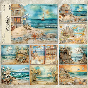 8 sheets A5 size Vintage Style Sea Light Scrapbooking patterned paper