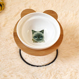 Fashionable High-end Pet Bowls Stainless Steel Shelf Ceramic Bowl