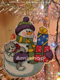 Amishop Gold Collection Counted Cross Stitch Kit Christmas Snowman And Dog Gift Ornaments DIM 08769 Embroidery Home Decoration