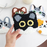 DIY Punch Needle Coaster Starter Kits Cute Cat Needlework for Beginners