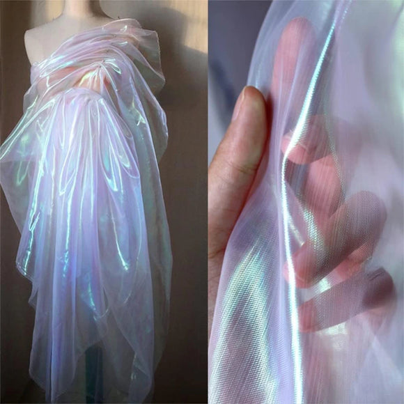 Laser Tulle Fashion Fluorescent Organza Fabrics Shiny