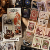 4 Design PET Vintage Sticker Book Literary Plant Stamp Labels DIY Diary Journal Scrapbooking