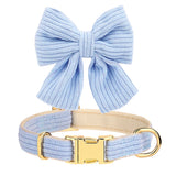 Cute Dog Collar Leash Set With Bowknot Soft Velvet Collars For Small Medium Dogs