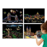 Scratch Painting Kit 4 Sheets Rainbow Engraving Painting Landscape For Adults And Kids