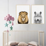 Baby Animal Canvas Wall Art Poster set 2 Panda Giraffe Elephant Zebra