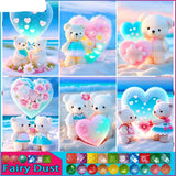 5D DIY Diamond Embroidery Full Square/round Fairy Dust Diamond Painting "Bear Heart Beach"