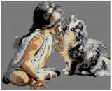 Latch hook DIY rug kit preprinted " Girl and her cat" approx 70x85 cm