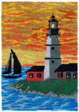 Latch hook DIY rug kit preprinted " Lighthouse at dusk" approx 102x69 cm
