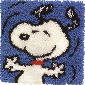 Latch hook DIY rug kit preprinted "Snoopy Laughing" approx 50x50cm