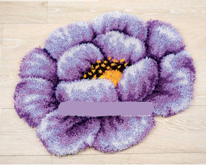 Latch hook DIY rug kit preprinted " Purple Flower" 3 sizes