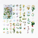 100Pcs Flowers Series Retro Sticker PET Label  Junk Journal DIY Scrapbooking