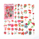 100Pcs Flowers Series Retro Sticker PET Label  Junk Journal DIY Scrapbooking