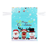 Drawstring Merry Christmas Gift Bags Large Gold Silver Packaging Bag  5Pcs