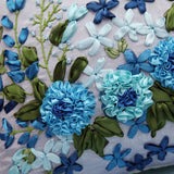 DIY flower ribbon Embroidery cushion cover pillow throw 45X45cm