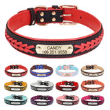 Personalized Dog Collar Leather Padded Pet ID Tag Nameplate for Small Medium Large Dogs