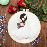DIY Embroidery kits with Hoop "Cute Girls with plaited hair"