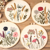 DIY Embroidery Starter Kit With European Pattern and Instructions Flowers Plants Stamped
