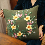 DIY Flower Embroidery Kit Cushion cover 45x45cm