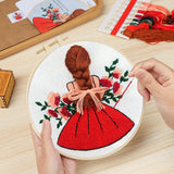 DIY Embroidery kits with Hoop "Cute Girls with plaited hair"