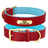 Custom Engraved Dog Collar Leather Padded  With Personalized  ID Plate Tag