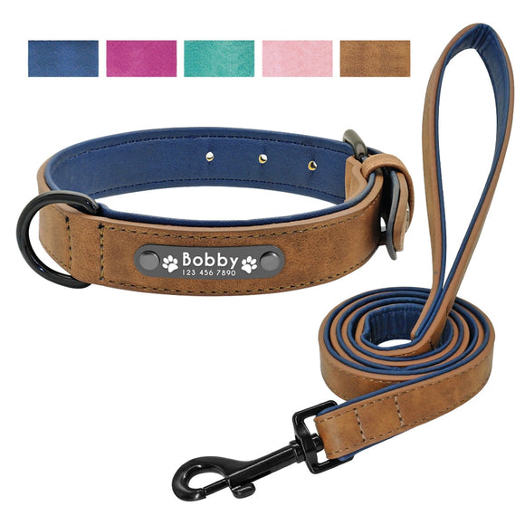 Leather Dog Collar option of Leash Set - 2 Layer Leather For Small Medium Large Dogs