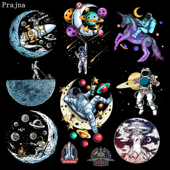DIY Space Astronaut Moon Iron On Patches For Clothing Applique