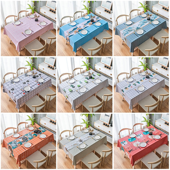 PVC Plastic Waterproof Table Cover Tablecloth Printed - Rectangular set C