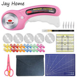 Up to 35PCS set inc 45mm Rotary Cutter with 5pcs Blades Patchwork Ruler knife Scissors