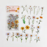 40pcs Retro Plant Flower PET Stickers DIY scrapbooking junk journal