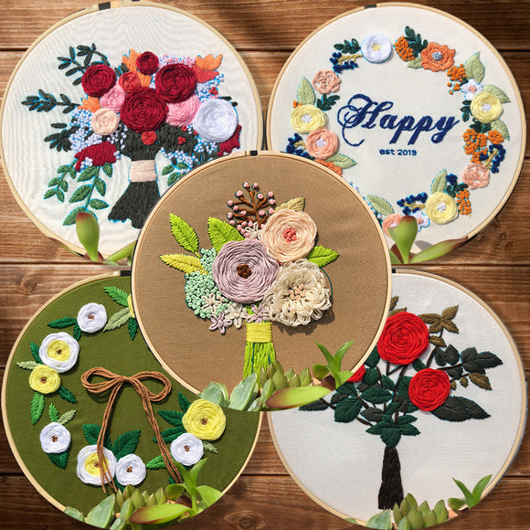 DIY Embroidery  Flower Wreaths Needlework for Beginner Cross Stitch kit