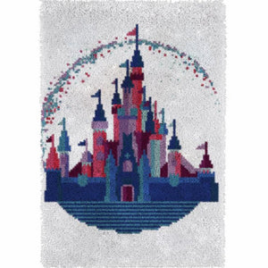 Latch hook DIY rug kit preprinted "Fantasy castle" approx 60x85cm