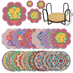 6-12pcs DIY Flowers Diamond Painting Coaster Special-Shaped Drill  Coaster set