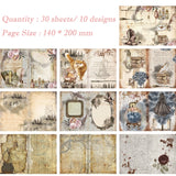 30 sheets Big size Vintage Style Scrapbooking patterned paper