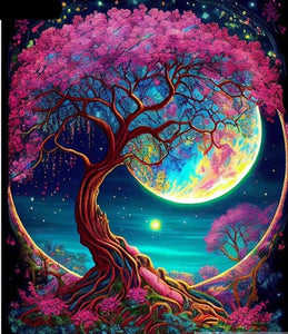 5D DIY Diamond Art Painting Kits -Full Square / Round Drill  "Tree and Moon Landscape"