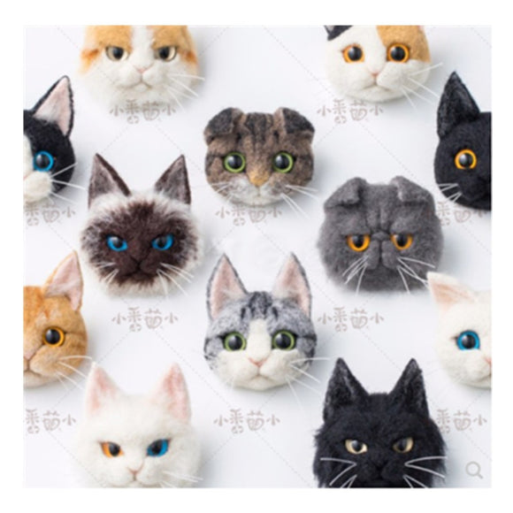 4cm Wool felt cats - needlepoint kit DIY handmade kit