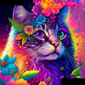 5D DIY Diamond Art Painting Kits -Full Square / Round Drill  "Colourful Cat"