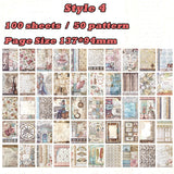 5 Styles of 100 sheets vintage patterned paper DIY card scrapbooking