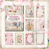 8 inch and 6 inch vintage pink strawberry patterned paper DIY card scrapbooking