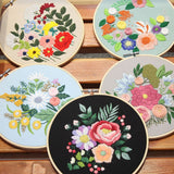 DIY Embroidery kits with Hoop "Flowers Plants Pattern Printed Beginner"