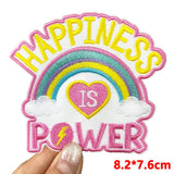 Cartoon Patch Rainbow Letter Iron On Patches For Clothing Applique
