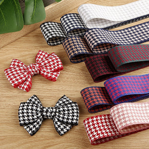 10 Yards 25MM / 38MM Double Houndstooth Cotton Linen Ribbons Hair Bows