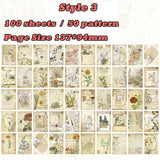 5 Styles of 100 sheets vintage patterned paper DIY card scrapbooking