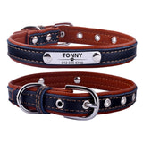 Adjustable Personalized Dog Collar Leather ID Name number Custom Engraved XS-L